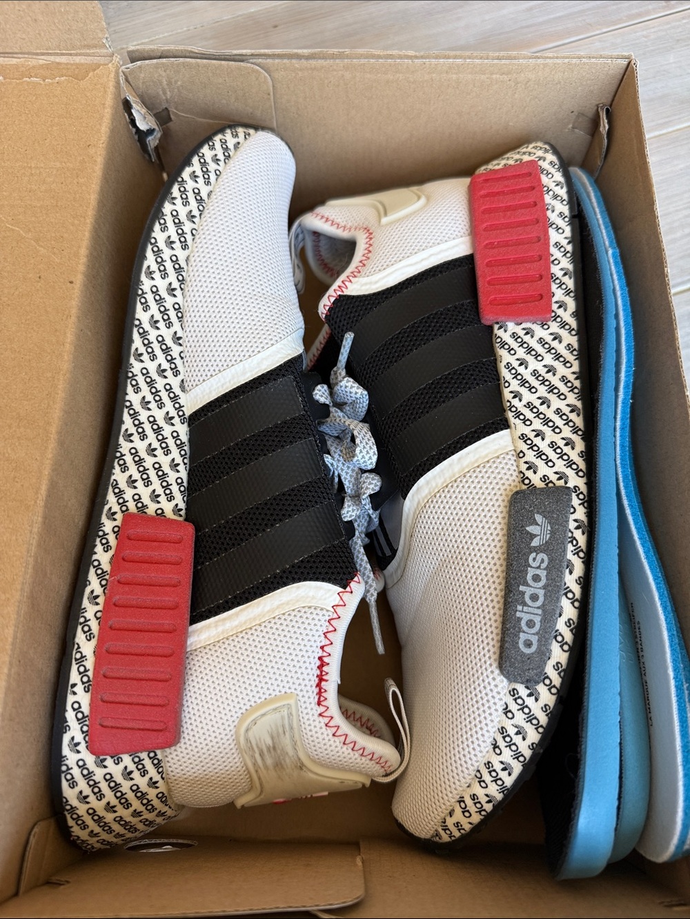 Adidas NMD R1 Boost Print White Black Red - Picture 12 of 13